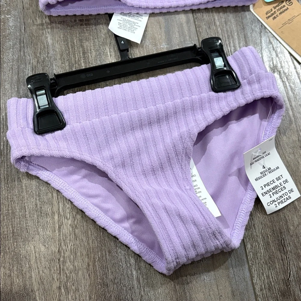 NWT Billabong Girls' Lilac UPF 50+ Quick Dry Two-Piece Bikini Swimsuit - 4